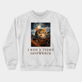 I Run a Tight Shipwreck with Cat Design | Funny Nautical Cat Crewneck Sweatshirt